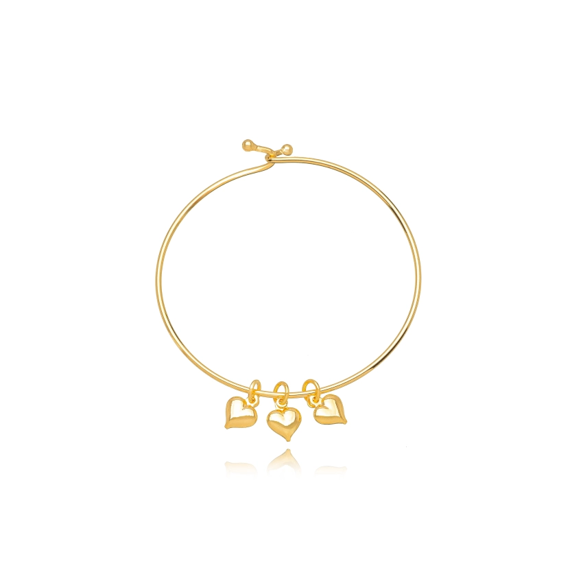 Bracelete Infantil Corações Banhado a Ouro 18k