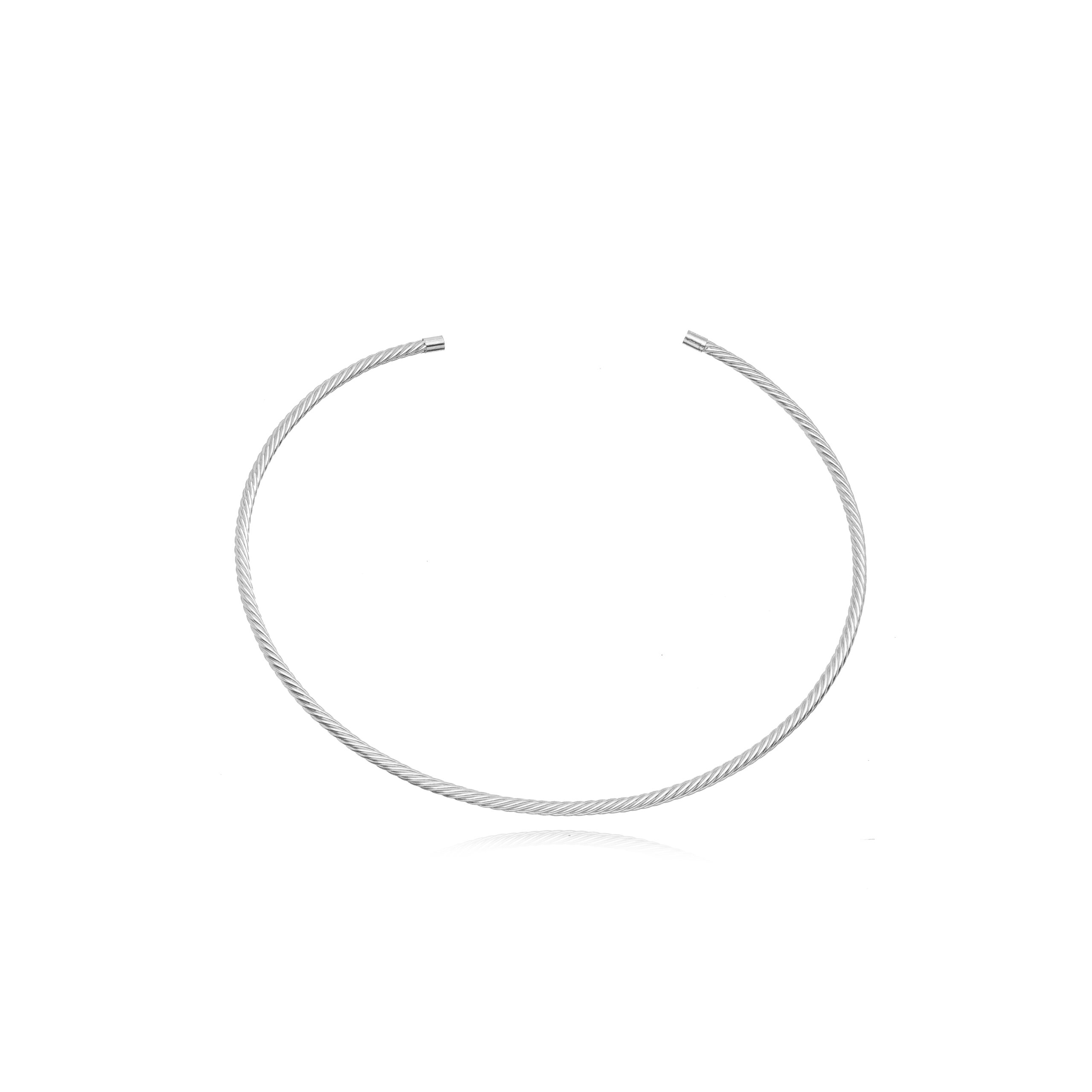 aro liso torcido ródio branco