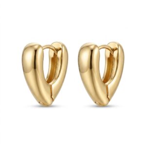 argola coração liso banhada a ouro 18k