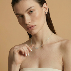 Colar Nome Personalizado Ródio Branco 18k (Sob Encomenda)