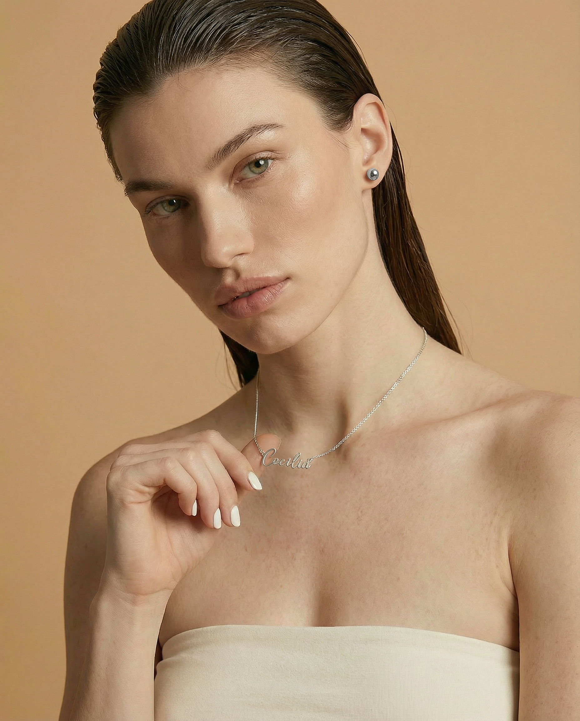 Colar Nome Personalizado Ródio Branco 18k (Sob Encomenda)