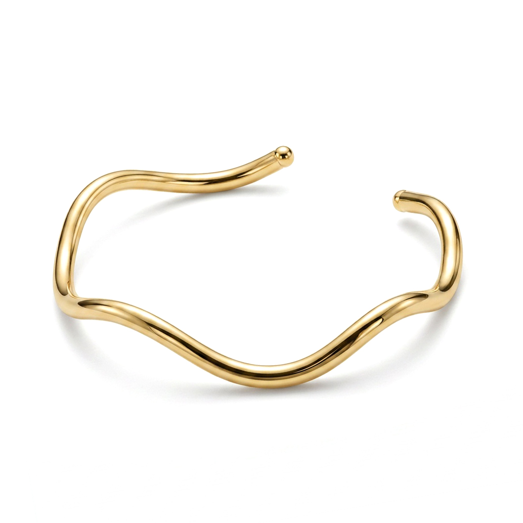 bracelete ondas banhado a ouro 18k
