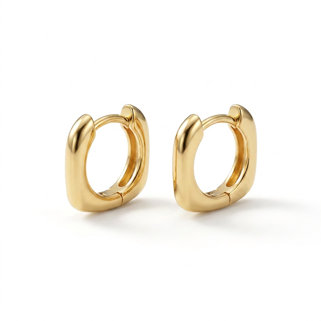 Argola quadrada banhada a ouro 18k