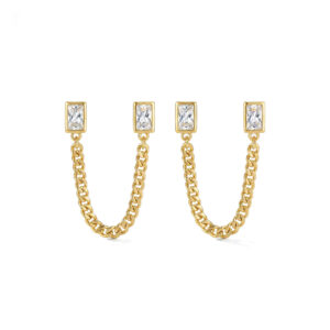 brinco ear line pontos de luz banhado a ouro 18k