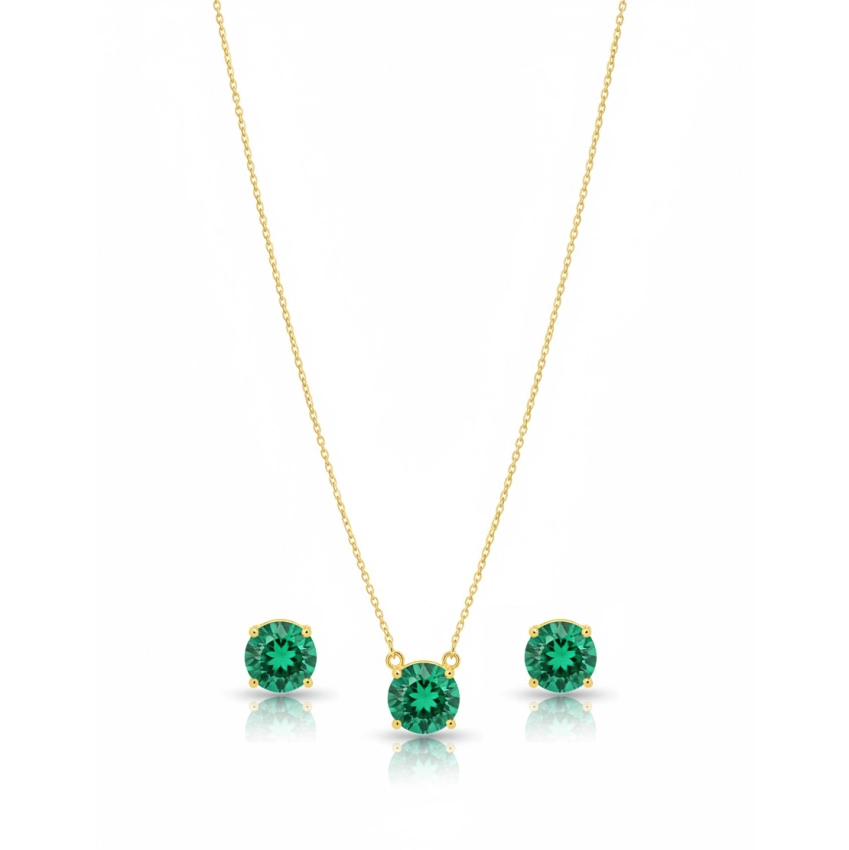 Conjunto Ponto de Luz Turmalina Banhado a Ouro 18k