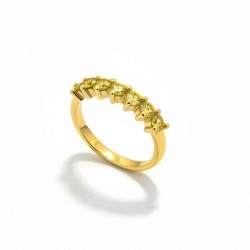 Anel aparador micro zircônia citrino banhado a ouro 18k