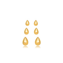 Trio gotas lisas Banhado a Ouro 18K
