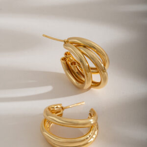 Argola Tripla M Banhado a Ouro 18k