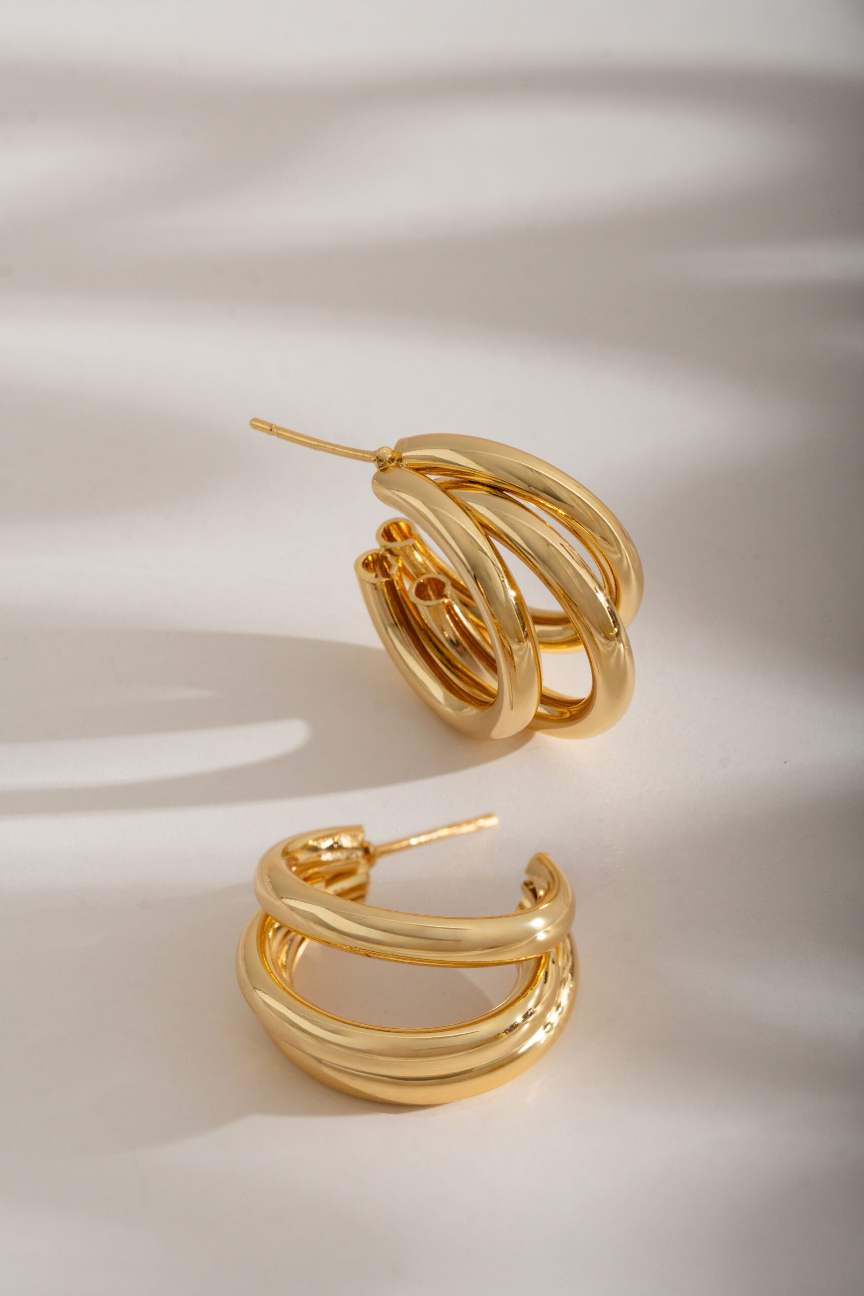 Argola Tripla M Banhado a Ouro 18k