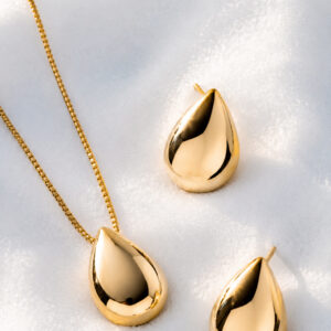 Conjunto Gota Lisa Banhado a Ouro 18K