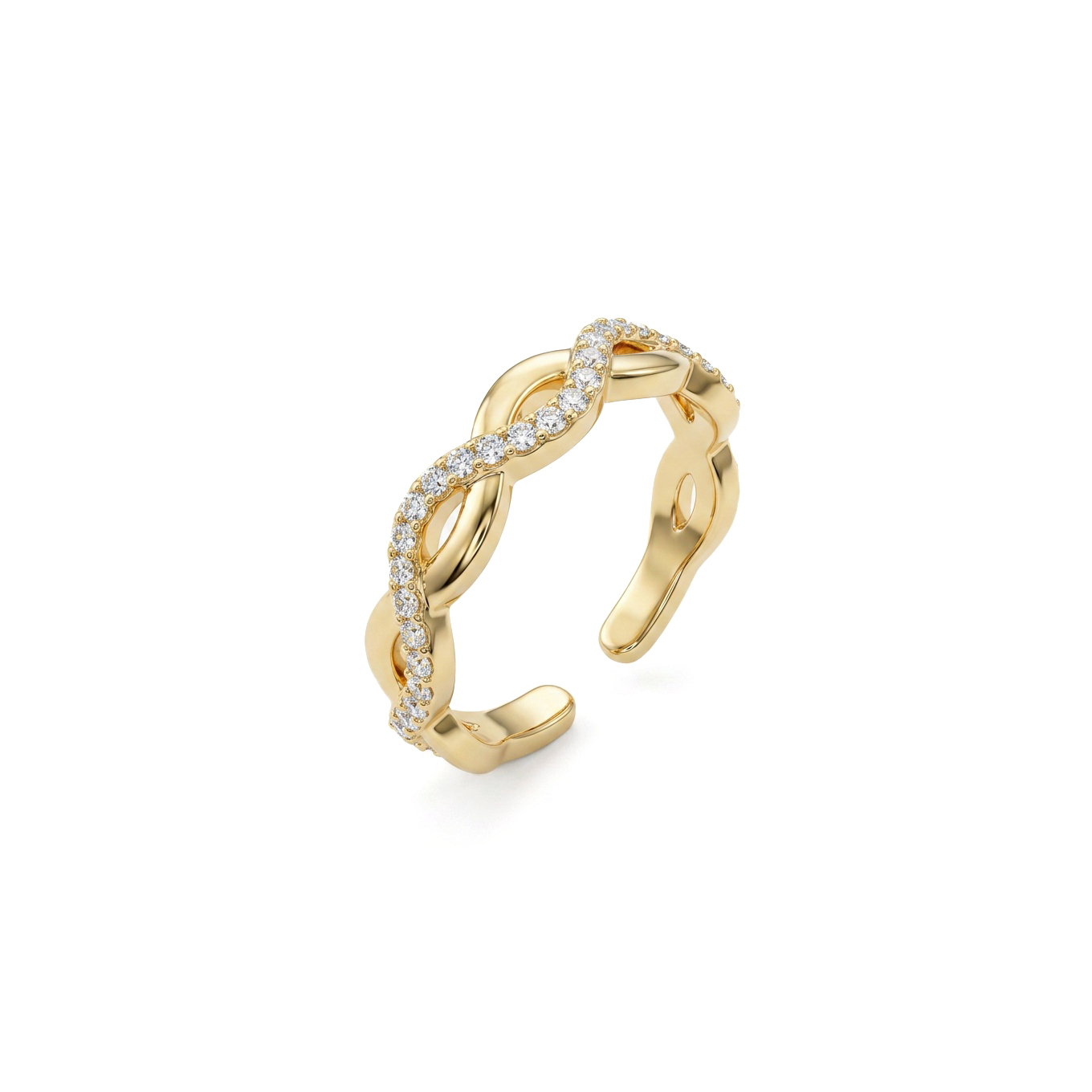 Anel entrelaçado ajustável banhado a ouro 18k