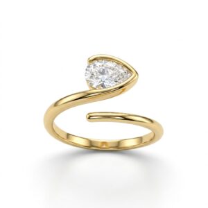 anel gota de cristal banhado a ouro 18k