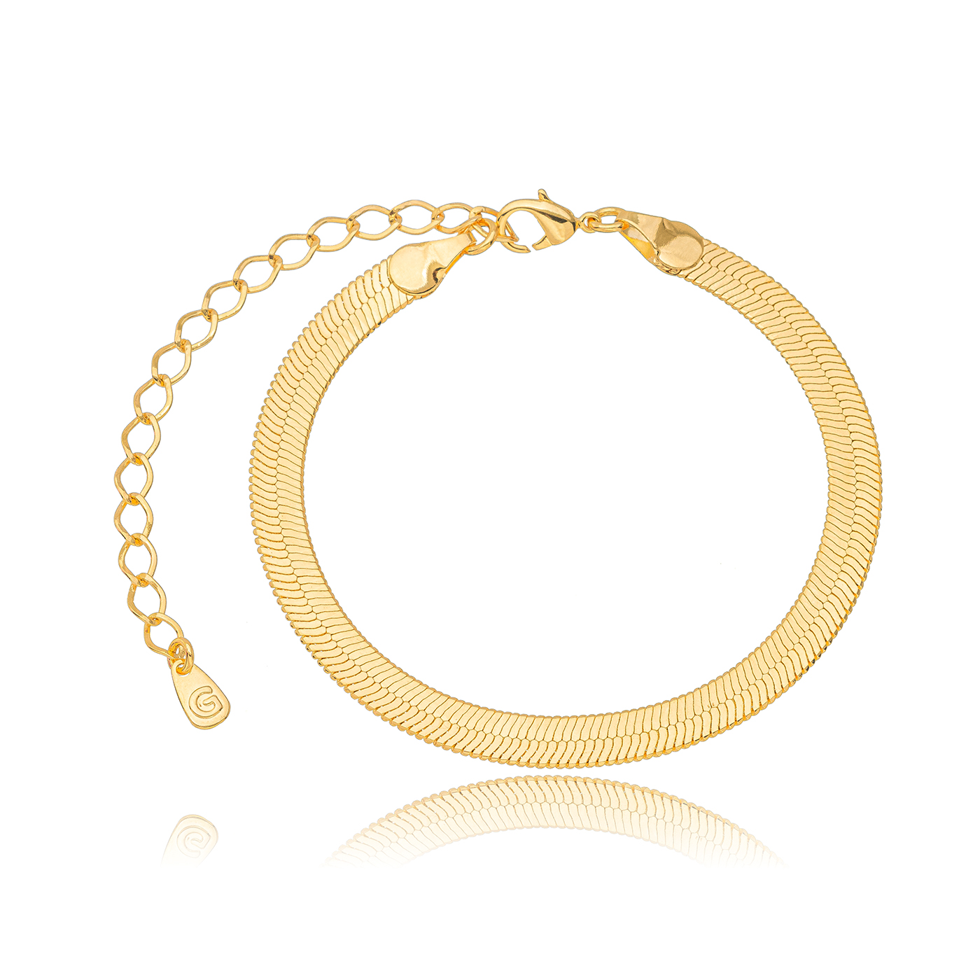 Pulseira Fita 5mm Banhada a Ouro 18k