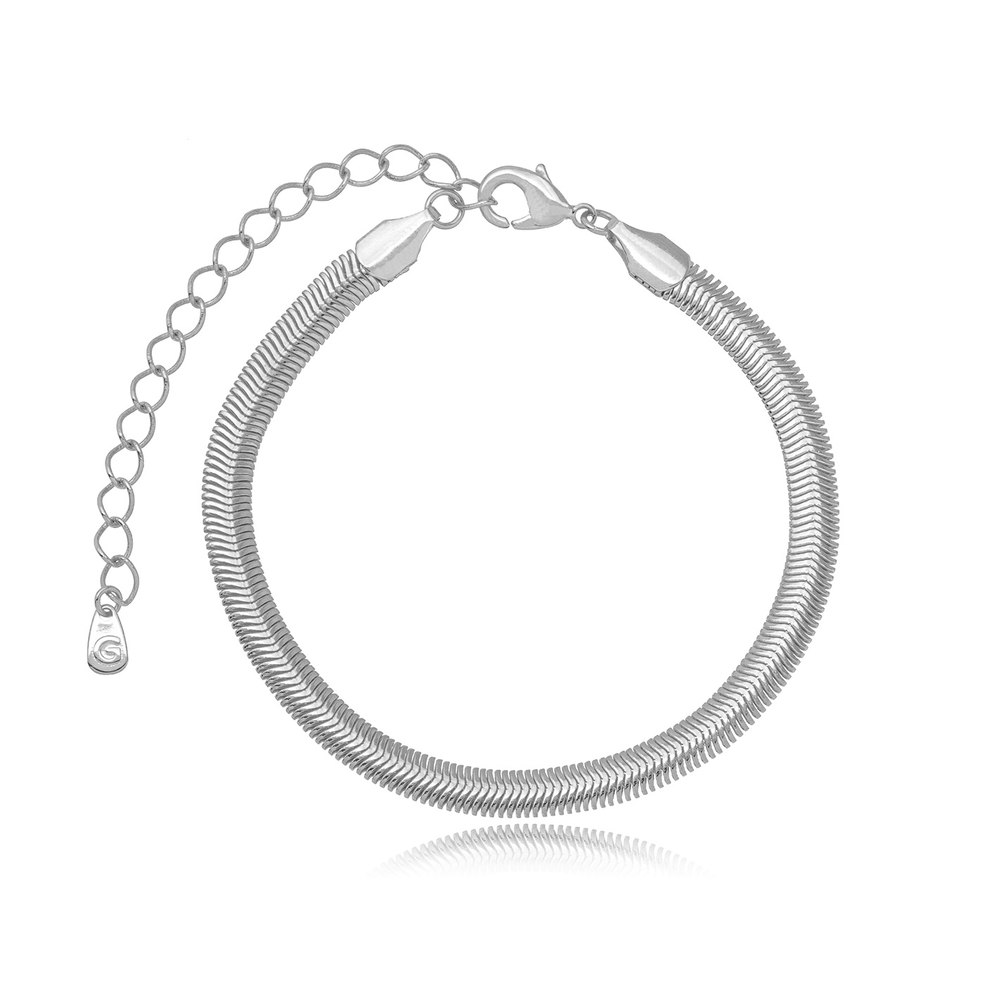 Pulseira Malha Roliça Ródio Branco