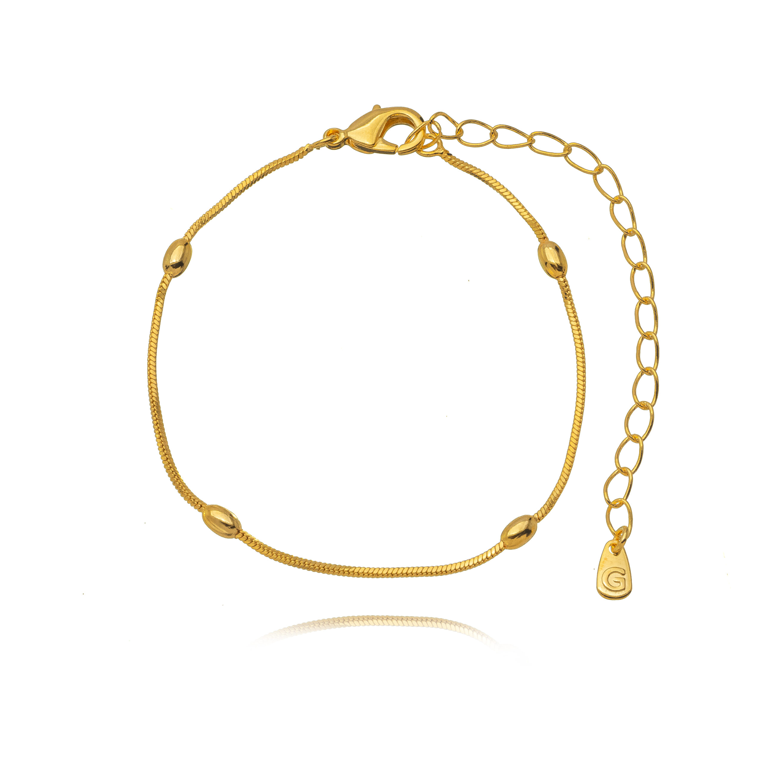 Pulseira Esferas Alongadas Banhada a Ouro 18k