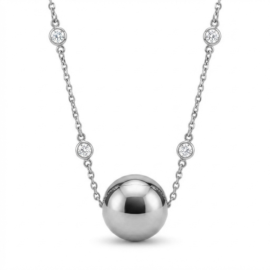 Colar Pontos de Luz com Esfera Banhado a Ouro 18k