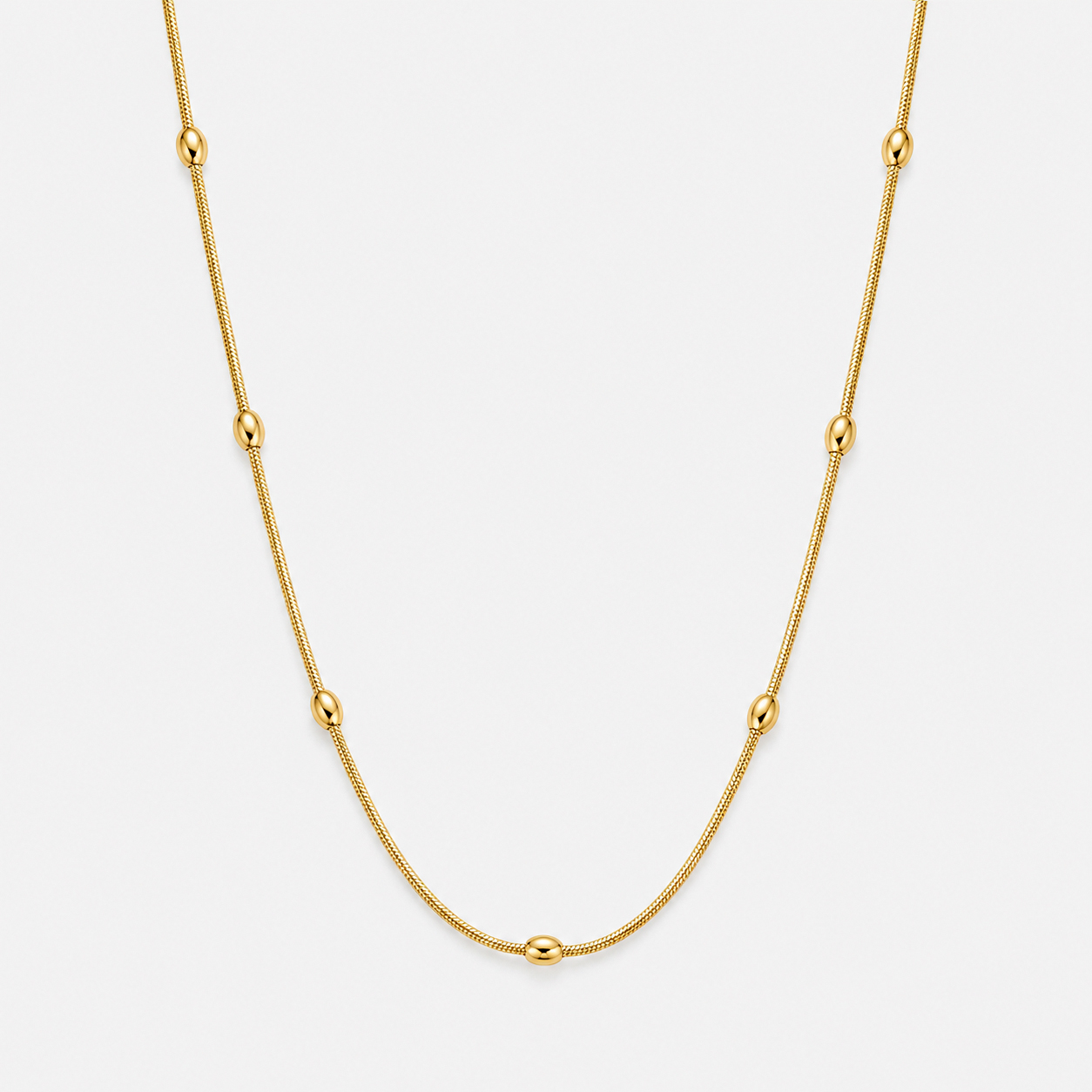 Colar Esferas Alongadas Banhado a Ouro 18k