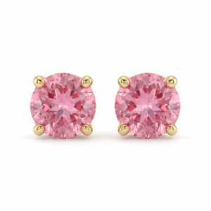 Brinco Ponto de Luz Pink 6mm Banhado a Ouro 18k