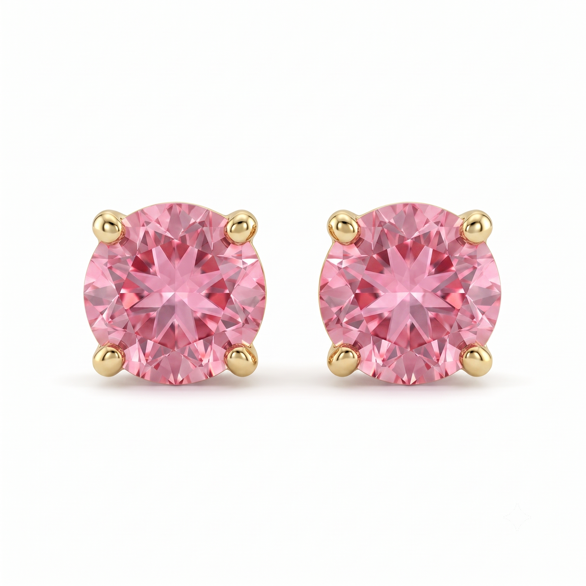 Brinco Ponto de Luz Pink 6mm Banhado a Ouro 18k