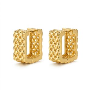 Brinco Argola Quadrada Vazada Banhado a Ouro 18k
