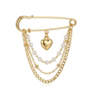 Broche Correntes com Pingente Banhado a Ouro 18k