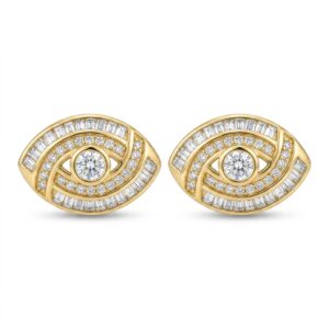 Brinco Olho Cravejado em Zircônias Banhado a Ouro 18k