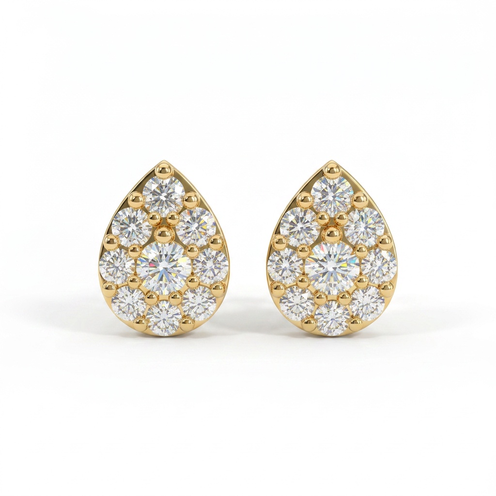 Brinco Gota Cravejada em Micro Zircônias Banhado a Ouro 18k
