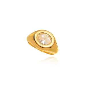 Anel Ajustável Cristal Banhado a Ouro 18k