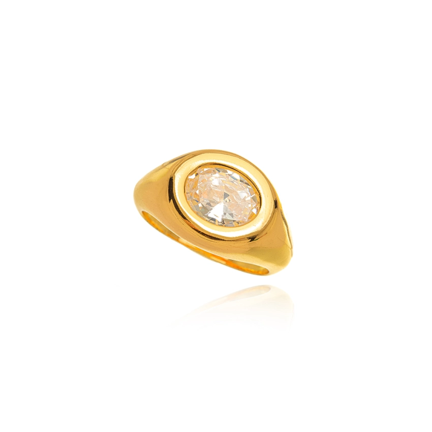 Anel Ajustável Cristal Banhado a Ouro 18k