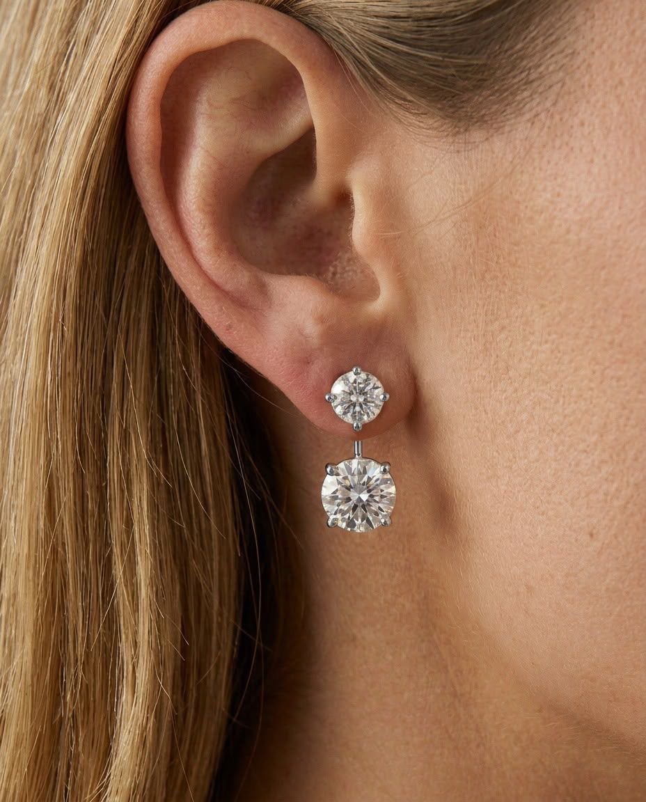 Brinco Ear jacket Ponto de Luz M Banhado a Ouro 18k