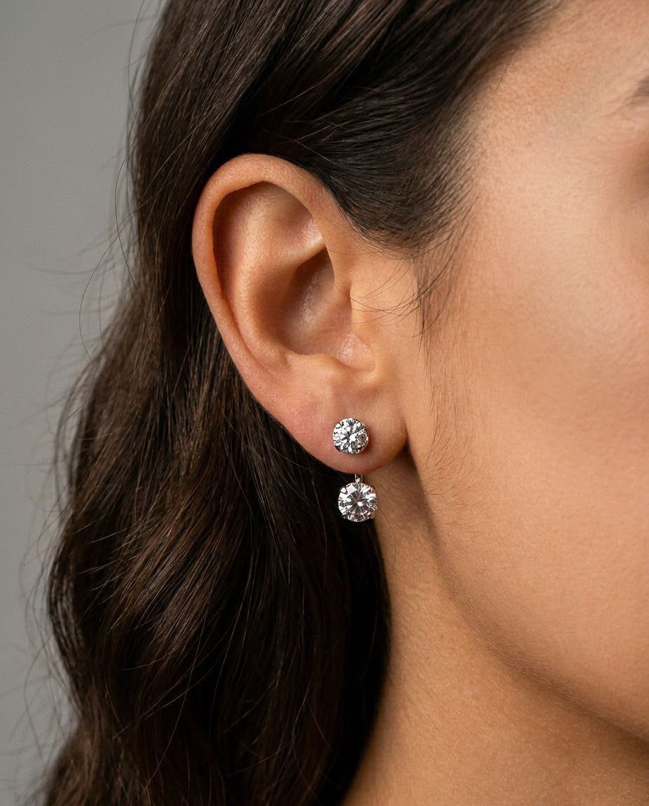 Brinco Ear jacket Ponto de Luz P Banhado a Ouro 18k